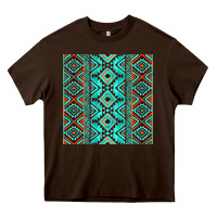 Chocolate Brown Aztec Turquoise Pattern Heavy Core Tee - CowCowDesign