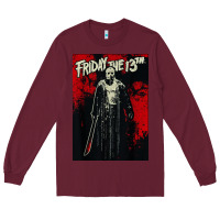 Burgundy friday the 13th jason drip Long Sleeve Tee - artisFamous