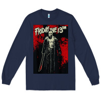 Navy friday the 13th jason drip Long Sleeve Tee - artisFamous