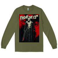 Army Green friday the 13th jason drip Long Sleeve Tee - artisFamous