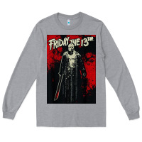 Heather Grey friday the 13th jason drip Long Sleeve Tee - artisFamous