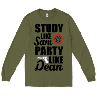 Army Green study like sam party like dean Long Sleeve Tee - artisFamous