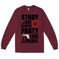 Burgundy study like sam party like dean Long Sleeve Tee - artisFamous