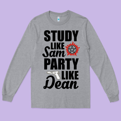 Study Like Sam Party Like Dean Long Sleeve Tee Designed By Artisfamous