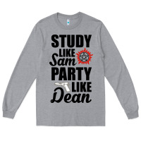 Heather Grey study like sam party like dean Long Sleeve Tee - artisFamous