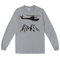 Heather Grey mountain rescue helicopter funny Long Sleeve Tee - artisFamous