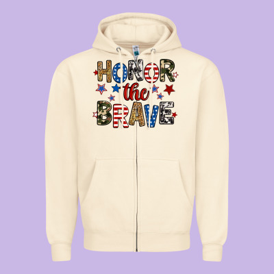 Honor The Brave Zipper Hoodie Designed By Ranaportraitstore