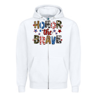 White honor the brave Zipper Hoodie - RanaPortraitStore