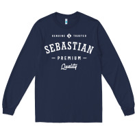 Navy Sebastian Personalized Name Mens Birthday Long Sleeve Tee - artisFamous