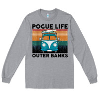 Heather Grey pogue life outer banks retro vintage Long Sleeve Tee - artisFamous