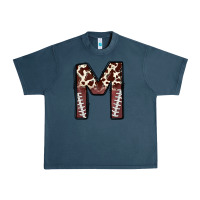 Midnight Navy name footballcow print letter m Urban Heavy Tee - CowhideDigitalArt