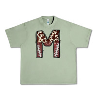 Oil Green name footballcow print letter m Urban Heavy Tee - CowhideDigitalArt
