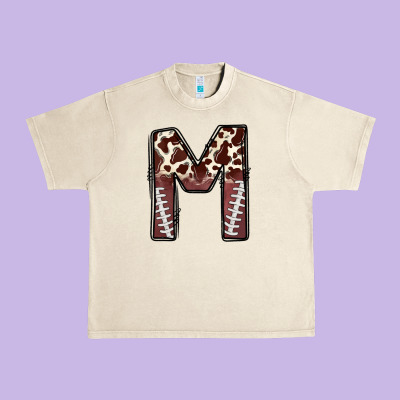 Name Footballcow Print Letter M Urban Heavy Tee Designed By Cowhidedigitalart