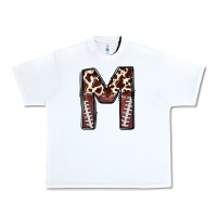 White name footballcow print letter m Urban Heavy Tee - CowhideDigitalArt