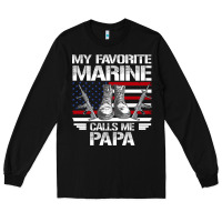 Black marine papa, gifts my favorite marine calls me pa pa military mother Long Sleeve Tee - artisFamous