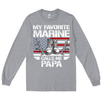 Heather Grey marine papa, gifts my favorite marine calls me pa pa military mother Long Sleeve Tee - artisFamous