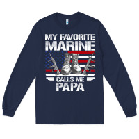 Navy marine papa, gifts my favorite marine calls me pa pa military mother Long Sleeve Tee - artisFamous