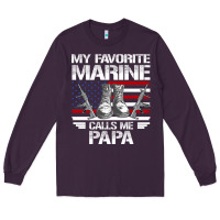 Plum marine papa, gifts my favorite marine calls me pa pa military mother Long Sleeve Tee - artisFamous