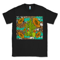 Black cactus and sunflowers turquoise leopard cowhide Classic Tee - Artiststas