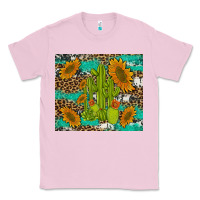 Bubblegum Pink cactus and sunflowers turquoise leopard cowhide Classic Tee - Artiststas