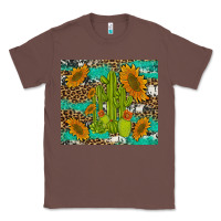 Chestnut cactus and sunflowers turquoise leopard cowhide Classic Tee - Artiststas