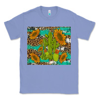 Colony Blue cactus and sunflowers turquoise leopard cowhide Classic Tee - Artiststas
