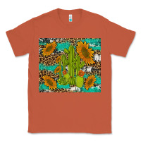 Copper cactus and sunflowers turquoise leopard cowhide Classic Tee - Artiststas