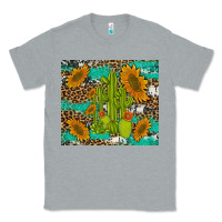 Heather Grey cactus and sunflowers turquoise leopard cowhide Classic Tee - Artiststas