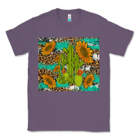 Lavender cactus and sunflowers turquoise leopard cowhide Classic Tee - Artiststas