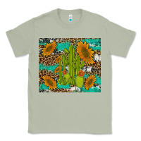 Matcha cactus and sunflowers turquoise leopard cowhide Classic Tee - Artiststas