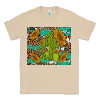 Mushroom cactus and sunflowers turquoise leopard cowhide Classic Tee - Artiststas