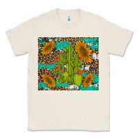 Natural cactus and sunflowers turquoise leopard cowhide Classic Tee - Artiststas
