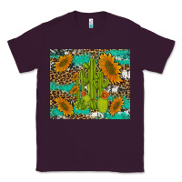 Plum cactus and sunflowers turquoise leopard cowhide Classic Tee - Artiststas