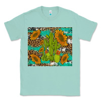 Seafoam cactus and sunflowers turquoise leopard cowhide Classic Tee - Artiststas
