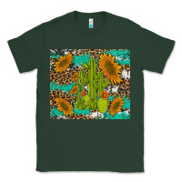 Sports Green cactus and sunflowers turquoise leopard cowhide Classic Tee - Artiststas