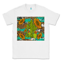 White cactus and sunflowers turquoise leopard cowhide Classic Tee - Artiststas