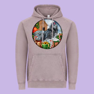 Ameraucana Rooster Christmas Vintage Hoodie Designed By Lillyallendesigns