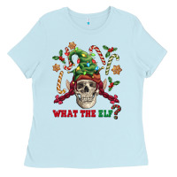 Baby Blue what the elf skull Ladies Tee - FaDigitalArtStudio