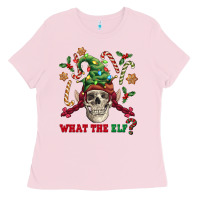 Bubblegum Pink what the elf skull Ladies Tee - FaDigitalArtStudio