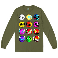 Army Green geometry dash difficulty  faces Long Sleeve Tee - artisFamous