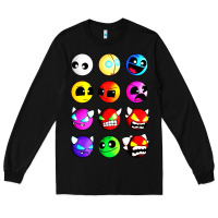Black geometry dash difficulty  faces Long Sleeve Tee - artisFamous