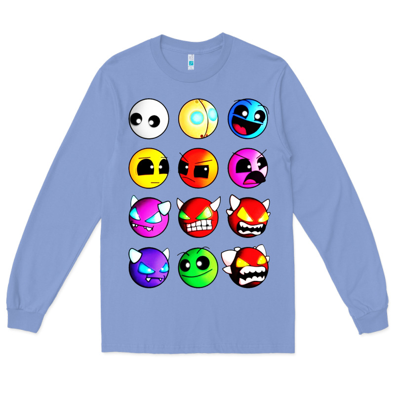 Geometry Dash Difficulty  Faces Long Sleeve Tee by artisFamous | Teevron