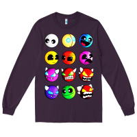 Plum geometry dash difficulty  faces Long Sleeve Tee - artisFamous