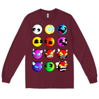 Burgundy geometry dash difficulty  faces Long Sleeve Tee - artisFamous