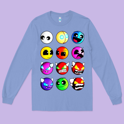 Geometry Dash Difficulty  Faces Long Sleeve Tee Designed By Artisfamous