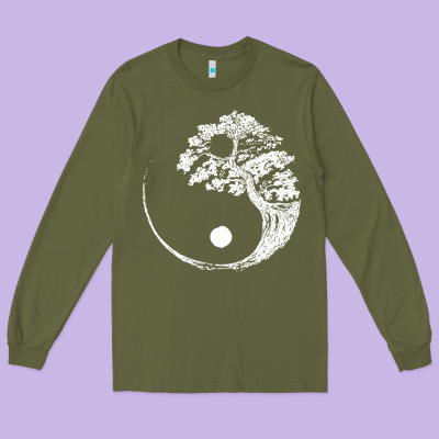 Yin Yang Bonsai Tree Long Sleeve Tee Designed By Artisfamous