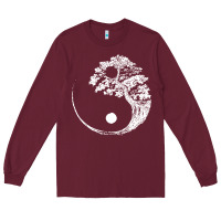 Burgundy yin yang bonsai tree Long Sleeve Tee - artisFamous