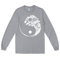 Heather Grey yin yang bonsai tree Long Sleeve Tee - artisFamous