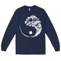 Navy yin yang bonsai tree Long Sleeve Tee - artisFamous