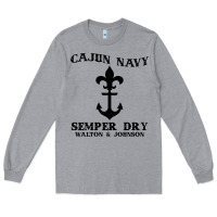 Heather Grey cajun navy Long Sleeve Tee - artisFamous